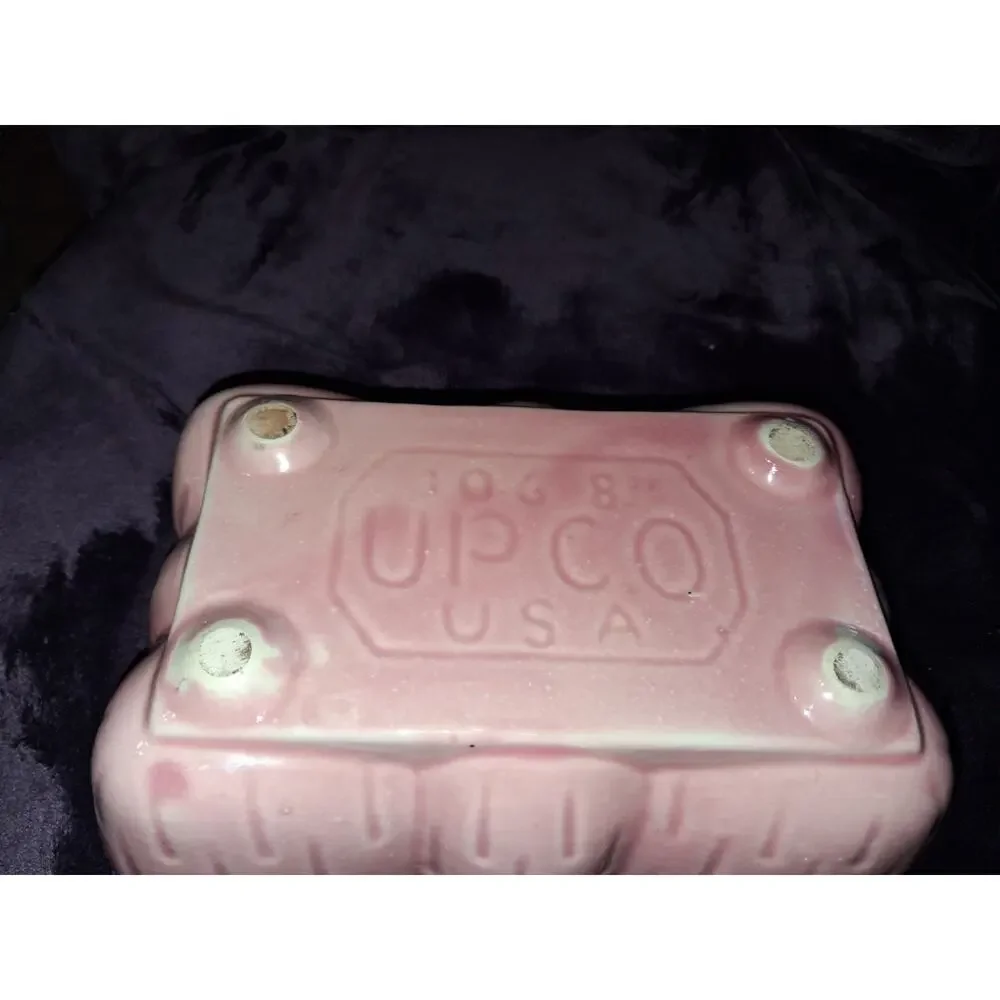 UPCO 104 Vintage Ungemach Pottery Planter Pink Drip Glaze Retro Succulents MCM